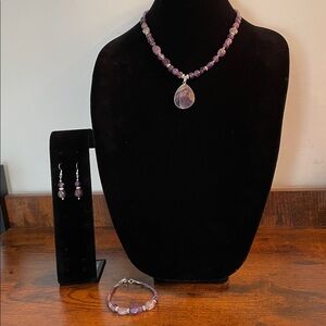 Natural Amethyst Semi Precious Gemstone Jewelry Set - Handcrafted